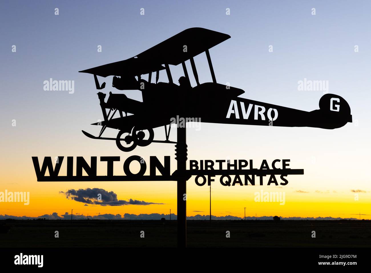 Sign in Winton 'Birthplace of Qantas', Queensland, Australia Stock Photo