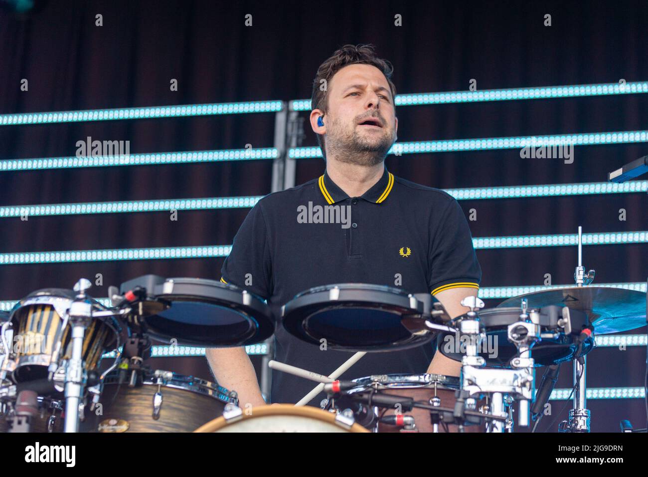 Milwaukee, USA. 07th July, 2022. Sebastian Schmidt of Milky Chance at Summerfest Music Festival on July 7, 2022, in Milwaukee, Wisconsin (Photo by Daniel DeSlover/Sipa USA) Credit: Sipa USA/Alamy Live News Stock Photo