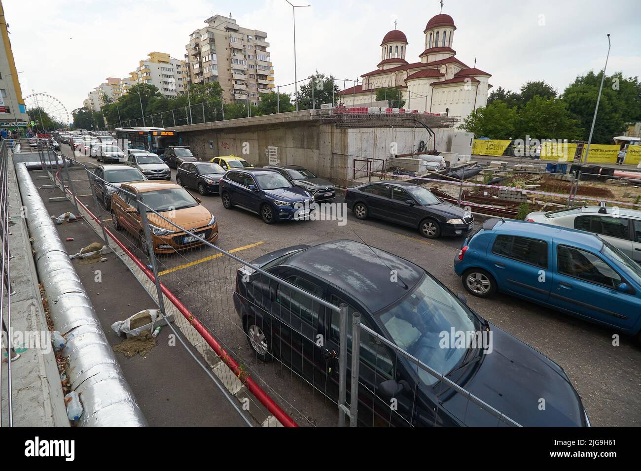 Bucharest Overpass Bucharest, Romania - July 07, 2022: Construction site of the Doamna ...