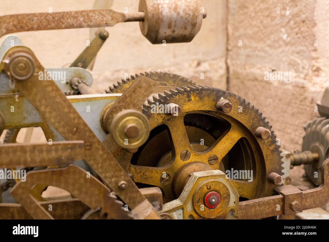 Antique watch machinery in good working order and very well preserved. Stock Photo