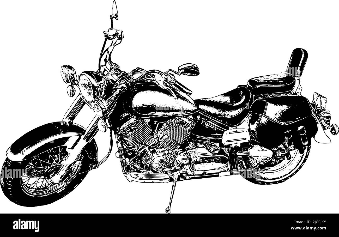Motorcycle illustration in black on white background Stock Vector