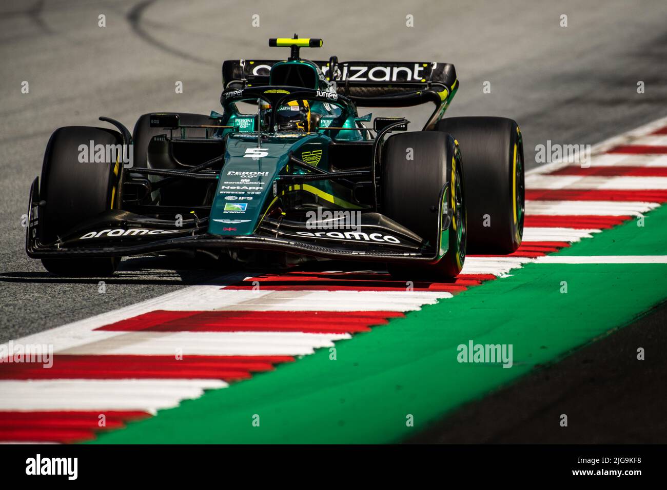 Spielberg, Austria, 08th Jul 2022, Sebastian Vettel, from Germany competes for Aston Martin F1 . Qualifying, round 11 of the 2022 Formula 1 championsh Stock Photo