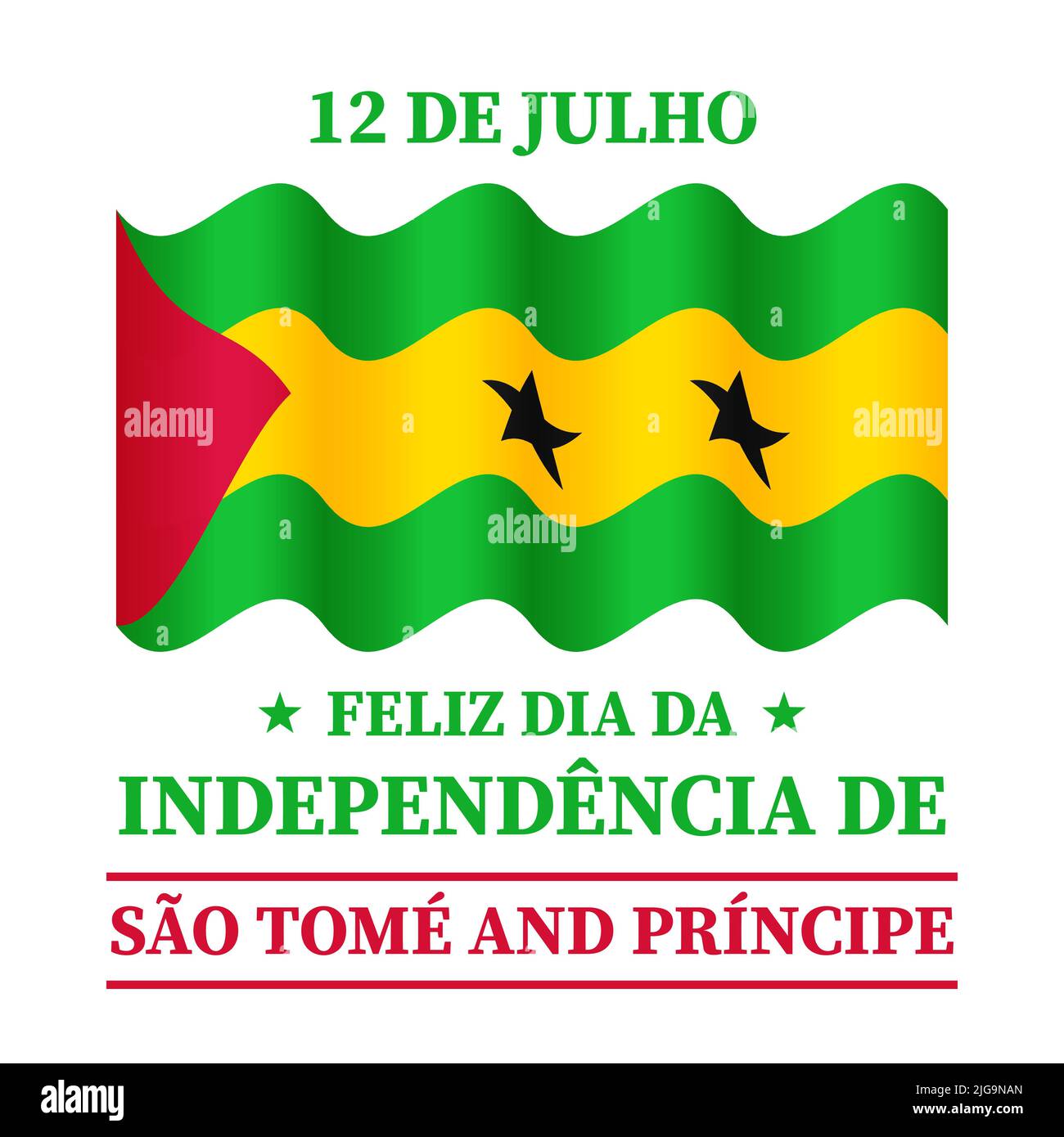 Sao Tome and Principe Independence Day typography poster in Portuguese