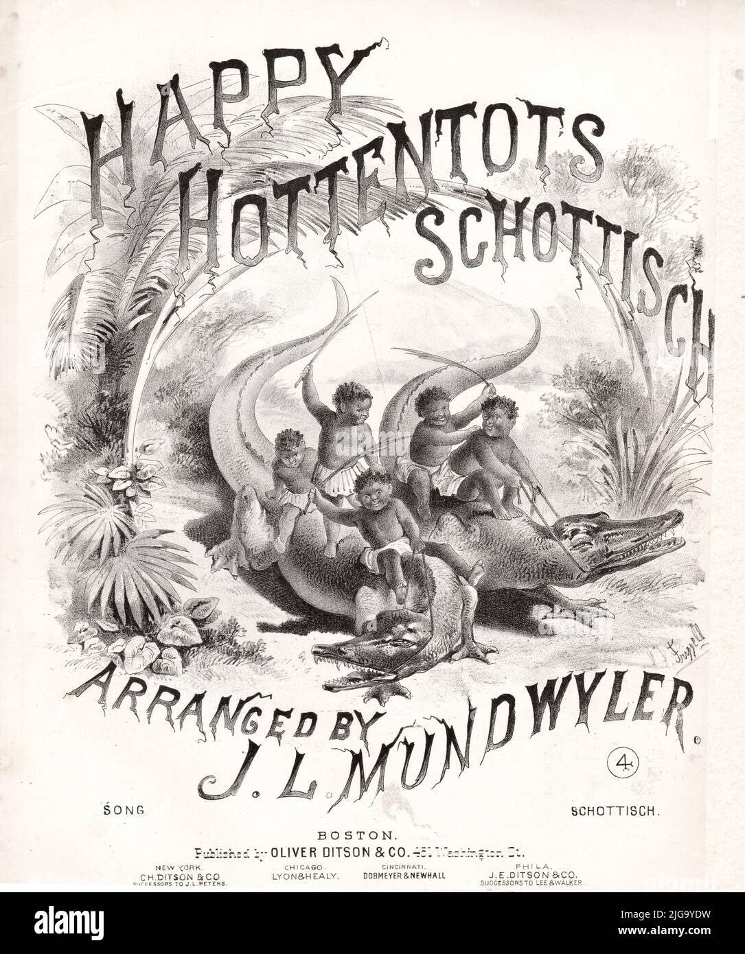 Happy Hottentots Schottisch, 1876 Sheet Music Stock Photo