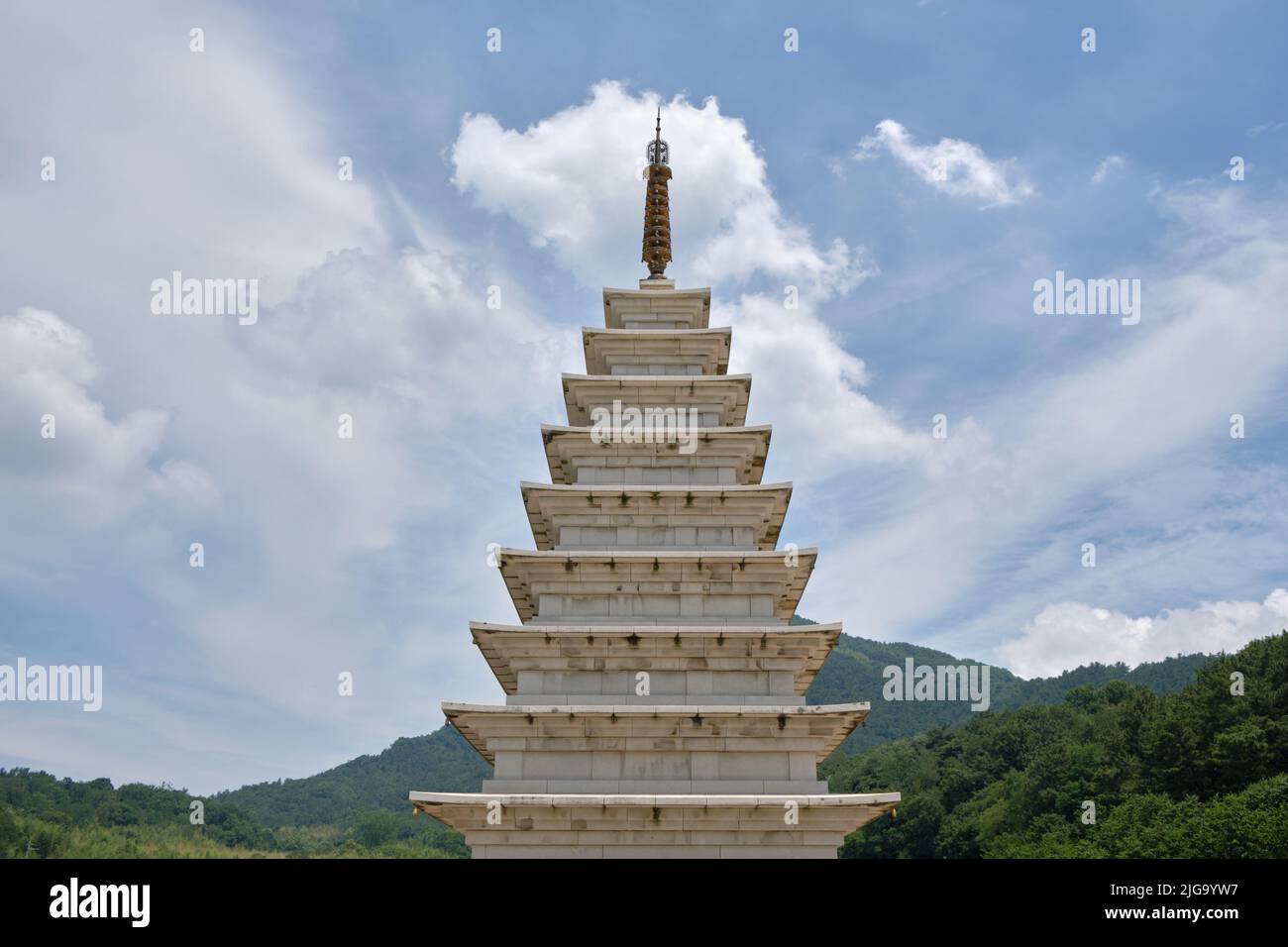 Mireuksa Buddhist temple of the ancient Baekje Kingdom of Korea in Iksan, South Korea Stock Photo