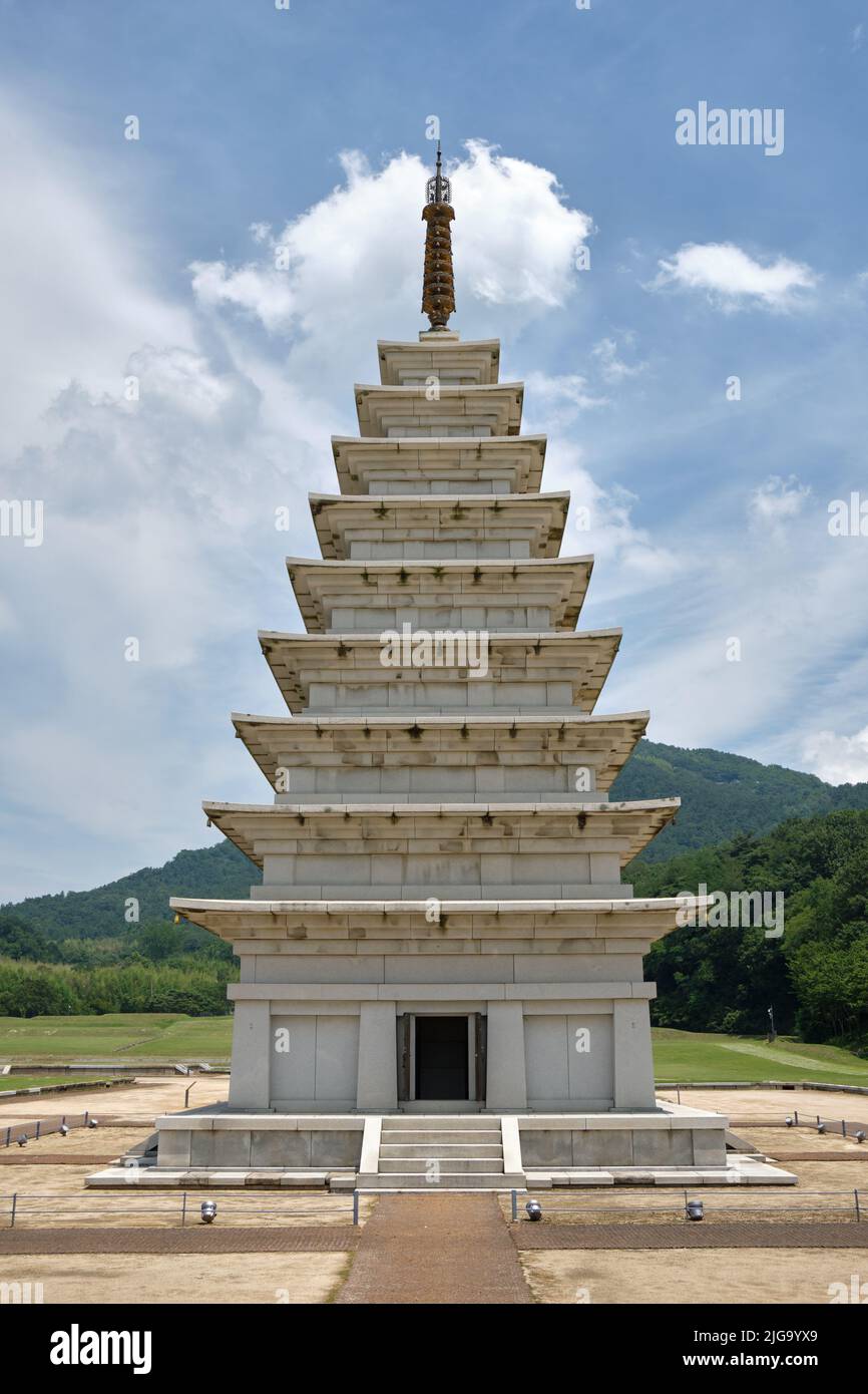 Mireuksa Buddhist temple of the ancient Baekje Kingdom of Korea in Iksan, South Korea Stock Photo