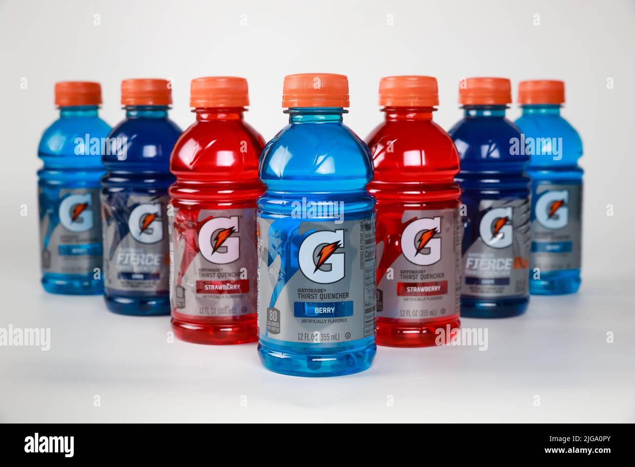 A cool sports drink formulated with electrolytes, Gatorade hydrates