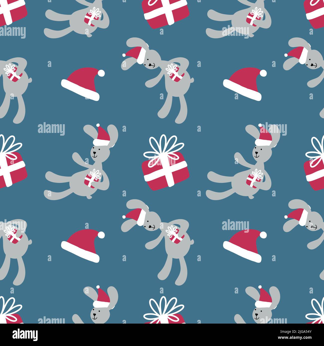 Christmas seamless new year rabbit pattern for wrapping paper and ...
