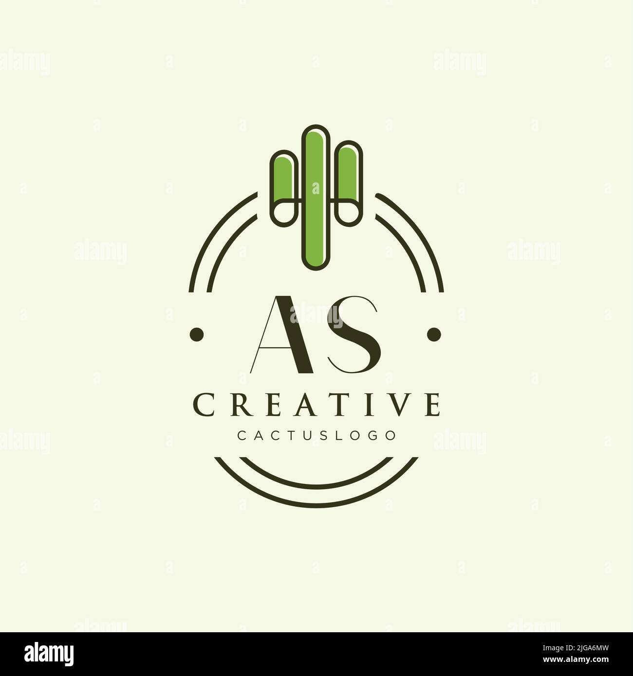 AS Initial letter green cactus logo template vector Stock Vector