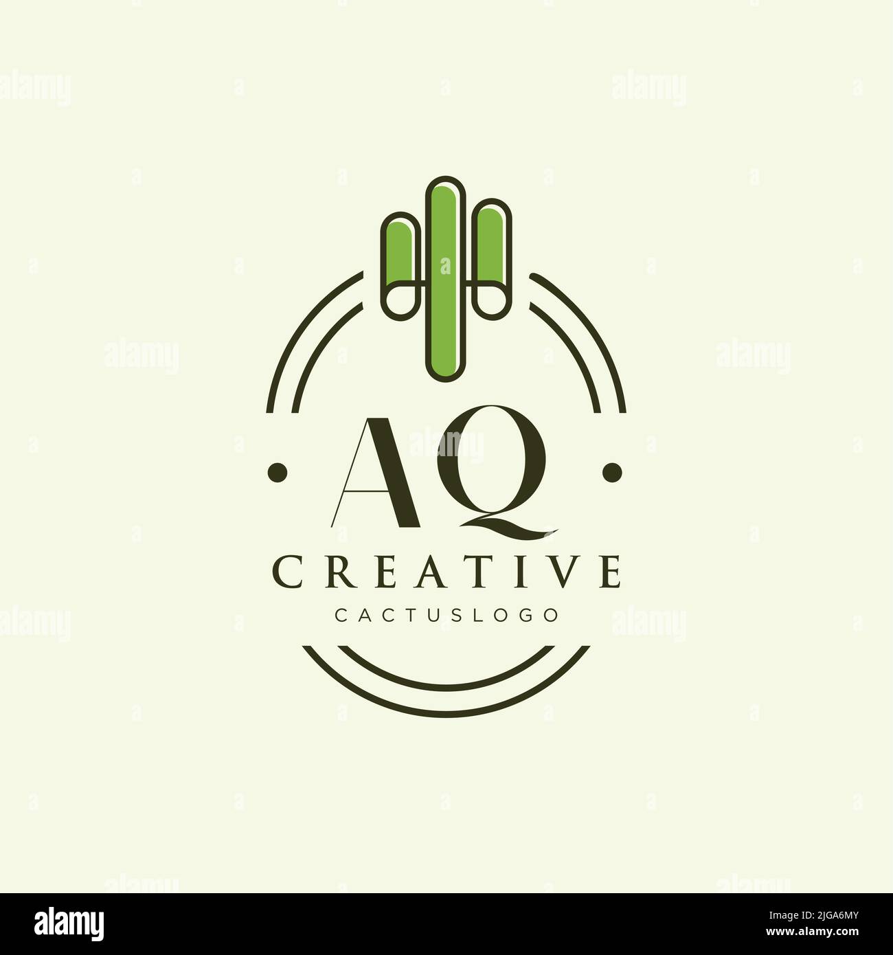 AQ Initial letter green cactus logo template vector Stock Vector
