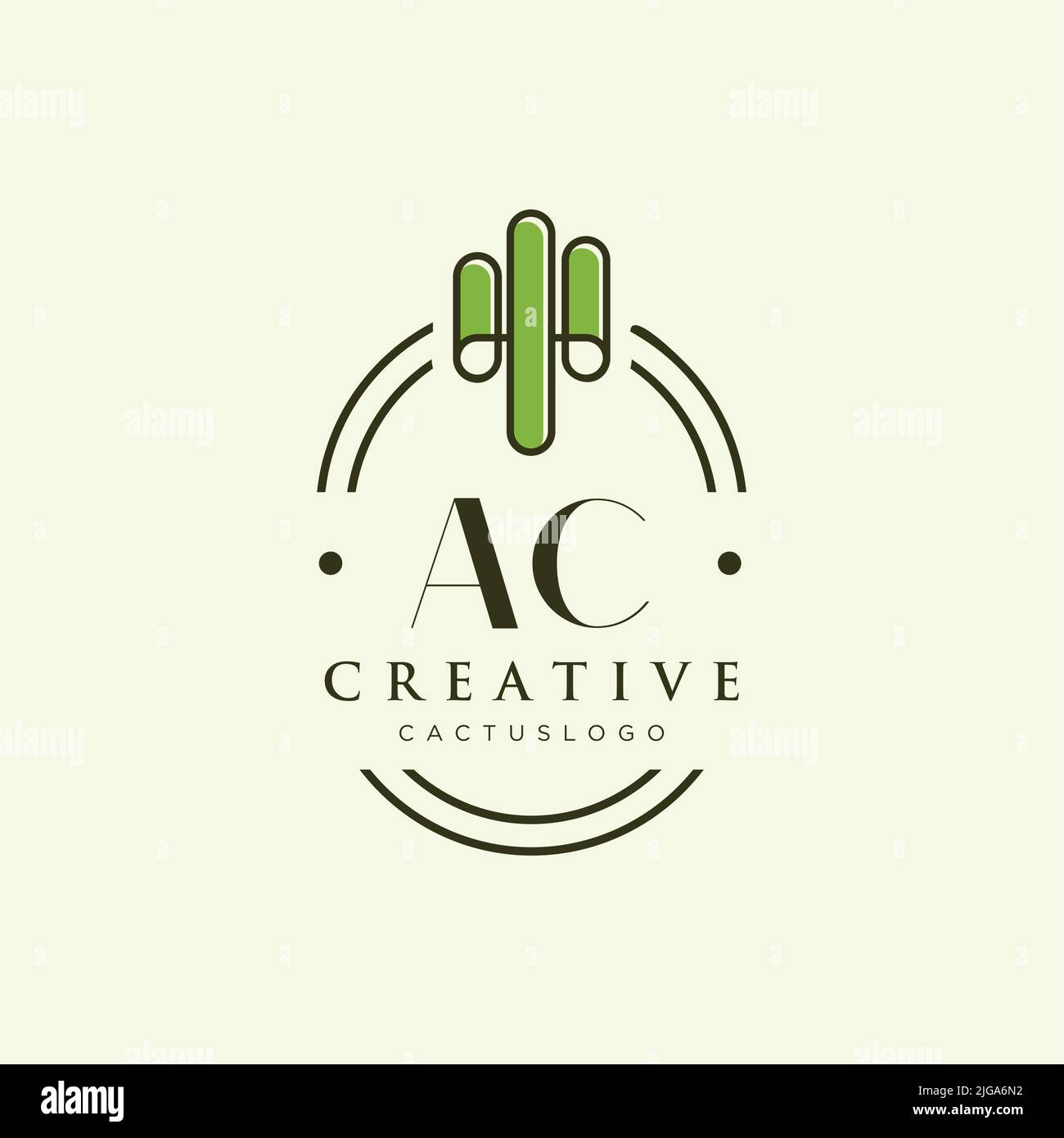 AC Initial letter green cactus logo template vector Stock Vector
