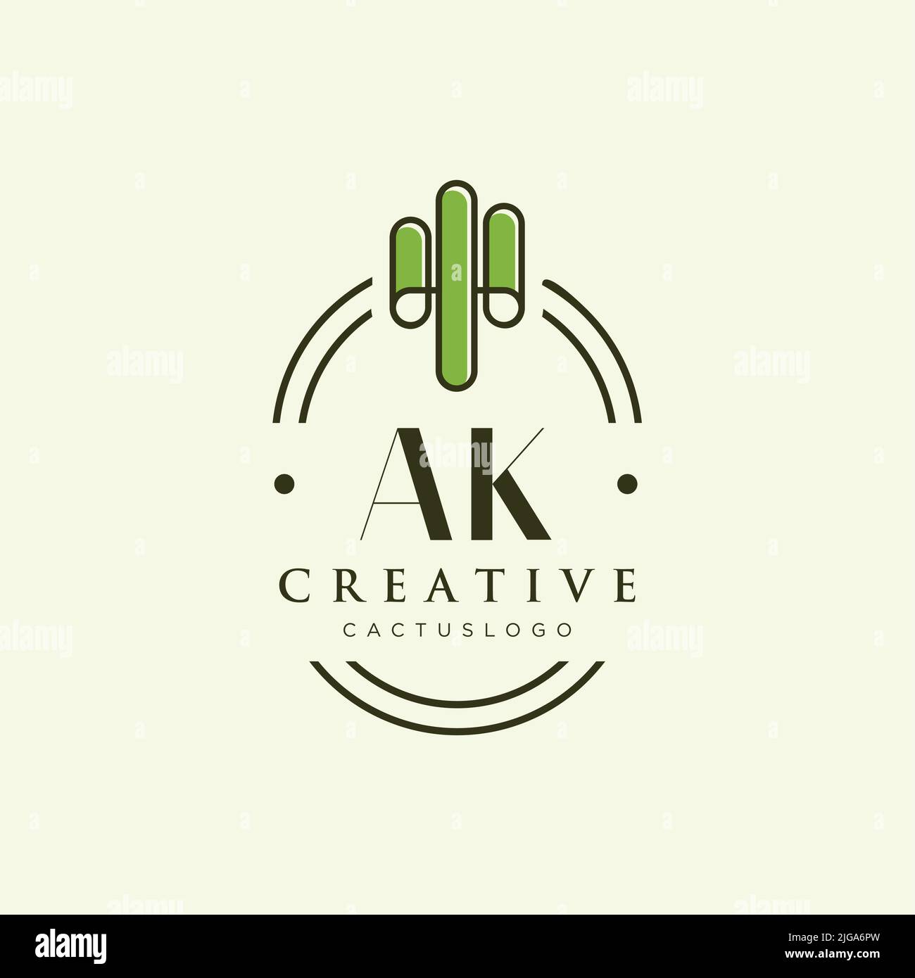 AK Initial letter green cactus logo template vector Stock Vector
