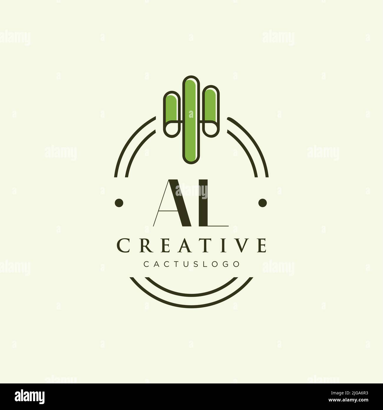 AL Initial letter green cactus logo template vector Stock Vector