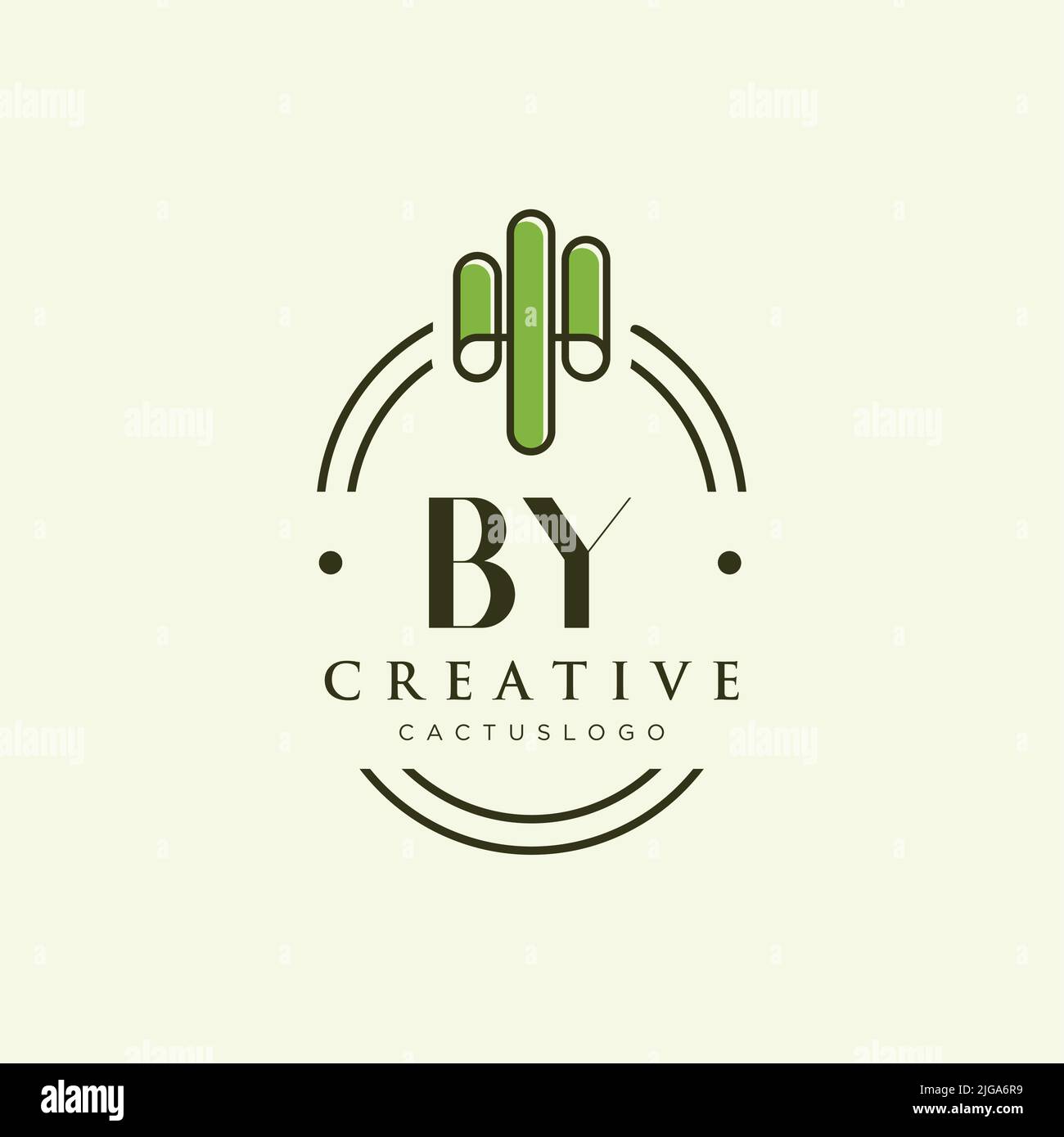 BY Initial letter green cactus logo template vector Stock Vector