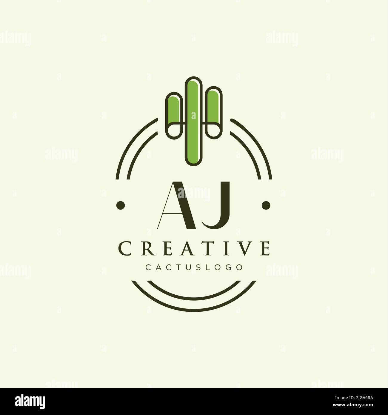 AJ Initial letter green cactus logo template vector Stock Vector
