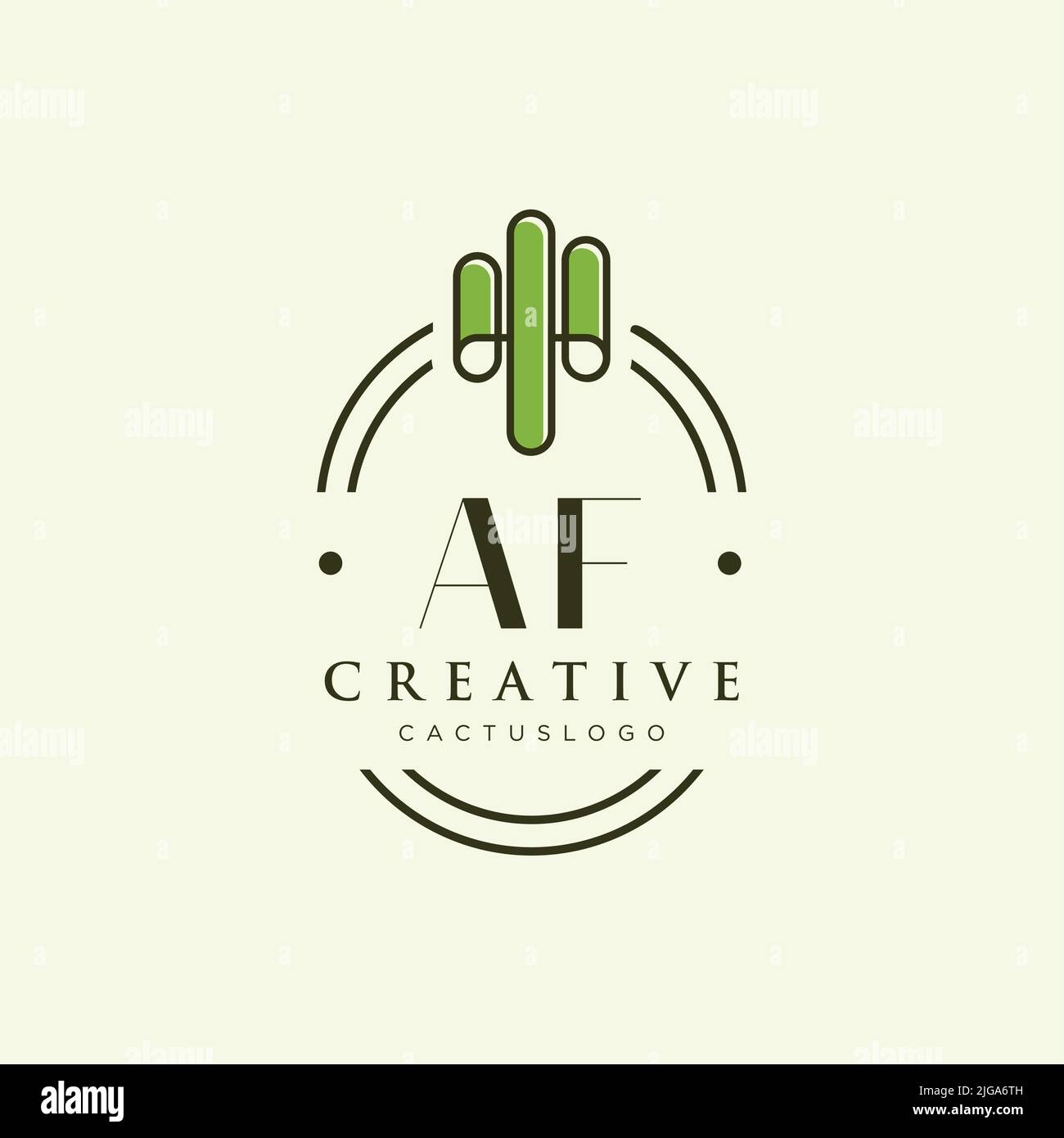AF Initial letter green cactus logo template vector Stock Vector