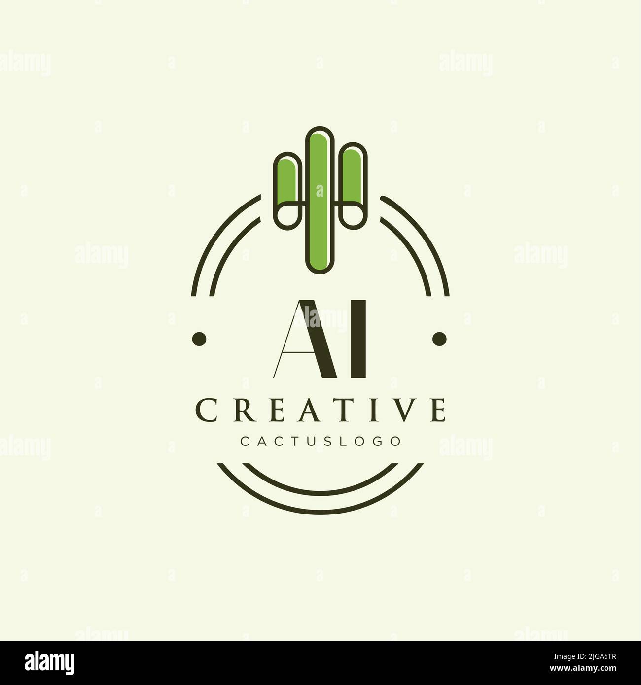 AI Initial letter green cactus logo template vector Stock Vector