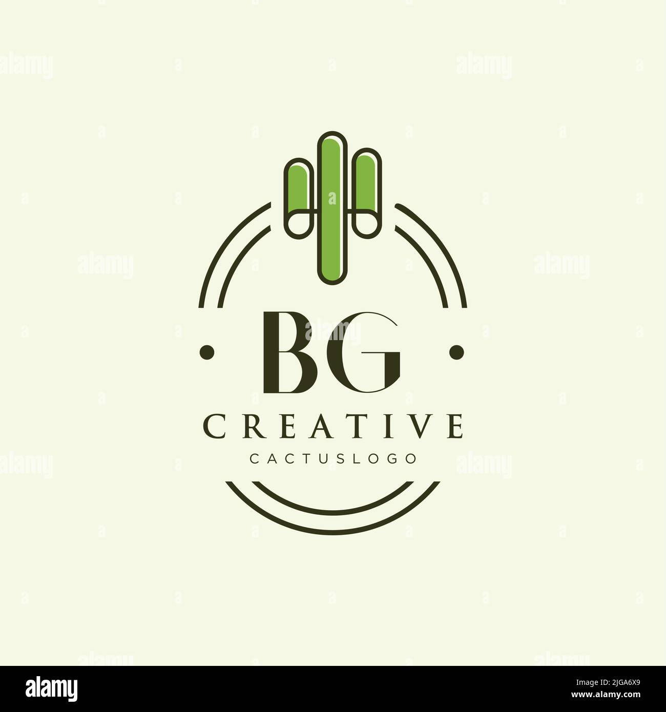 BG Initial letter green cactus logo template vector Stock Vector
