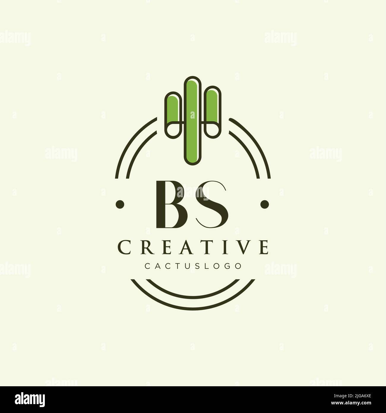 BS Initial letter green cactus logo template vector Stock Vector