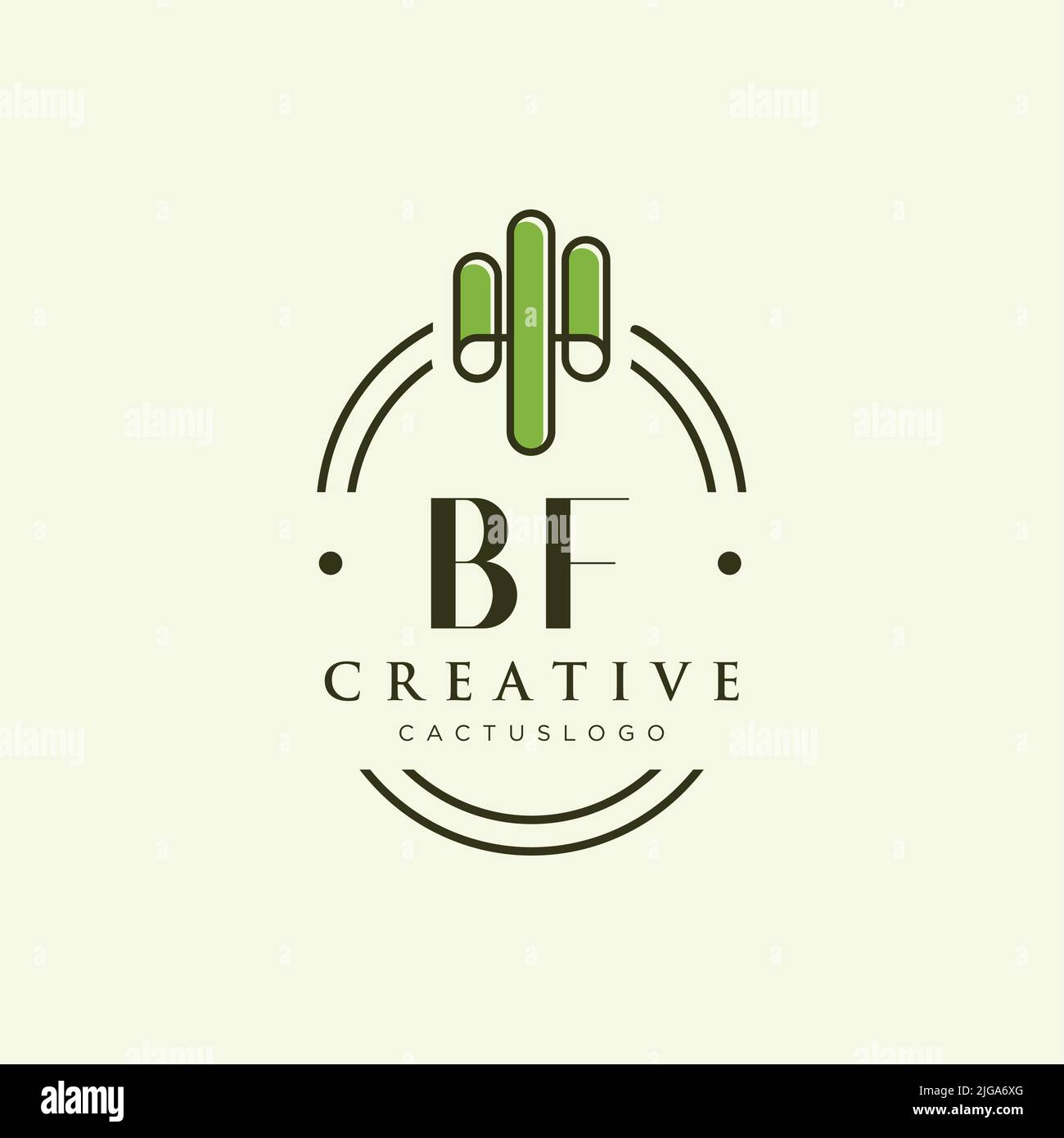 BF Initial letter green cactus logo template vector Stock Vector
