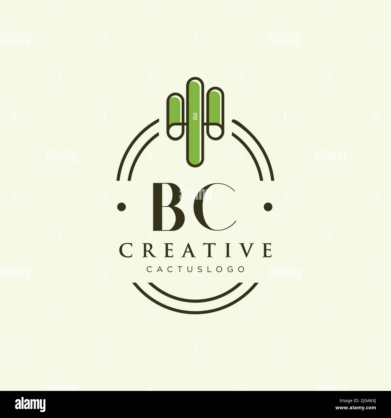 BC Initial letter green cactus logo template vector Stock Vector