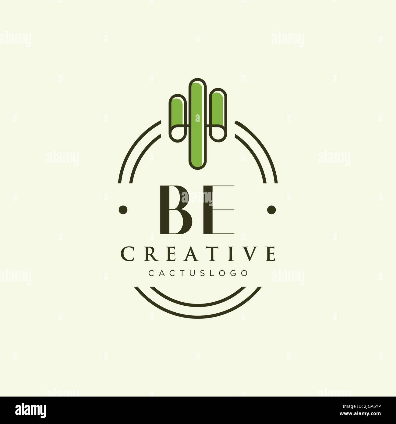 BE Initial letter green cactus logo template vector Stock Vector