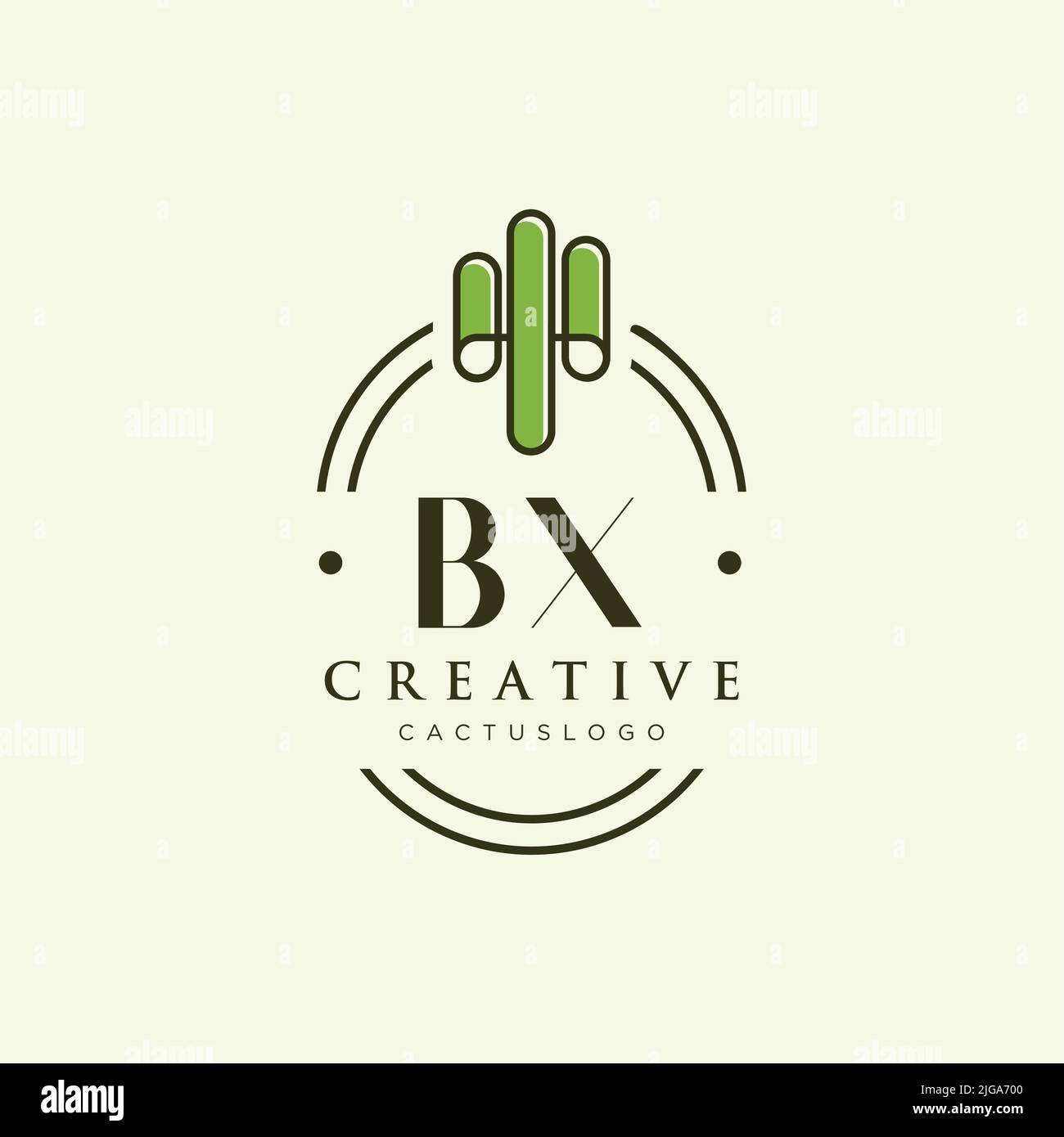 BX Initial letter green cactus logo template vector Stock Vector