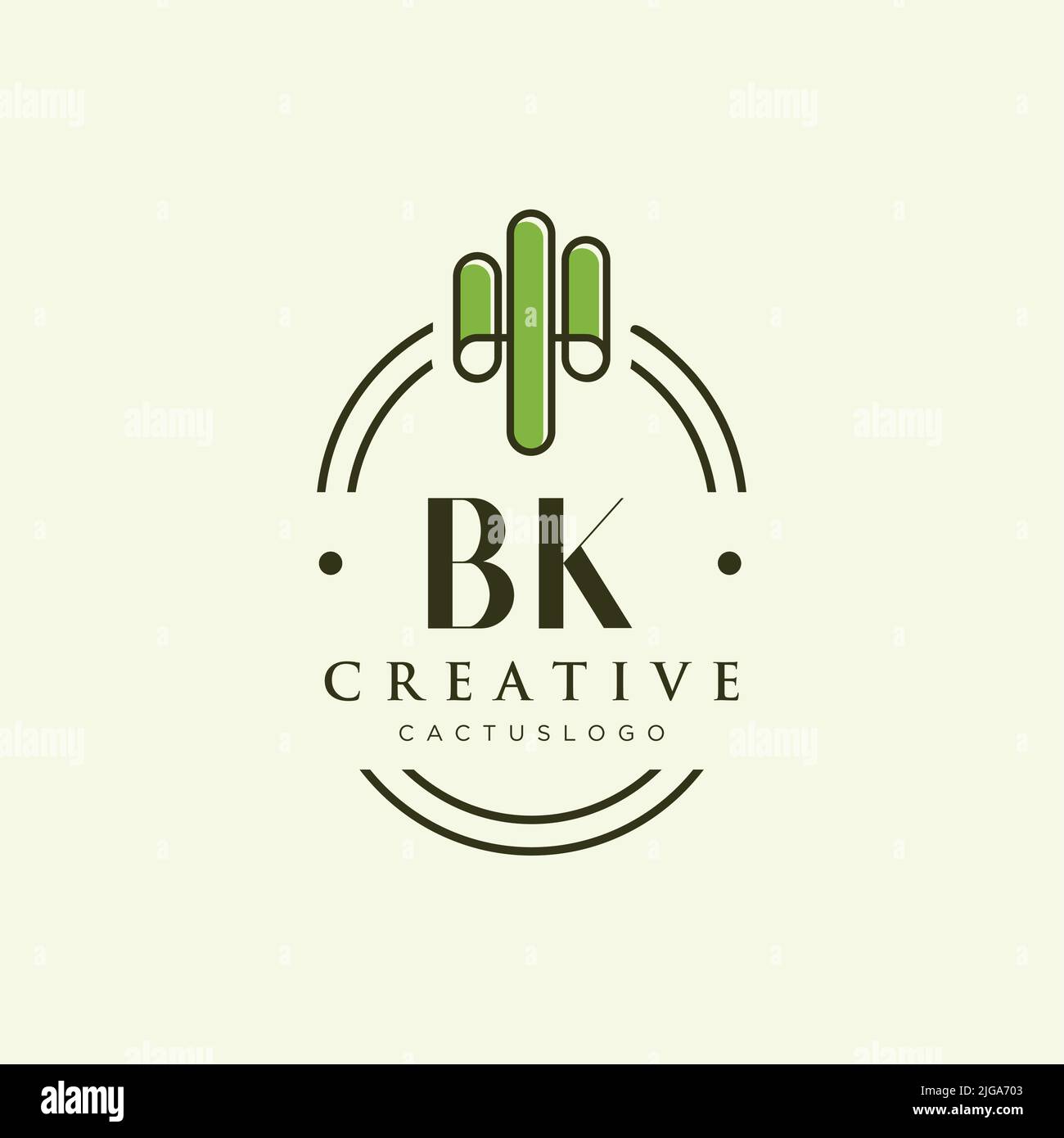 BK Initial letter green cactus logo template vector Stock Vector