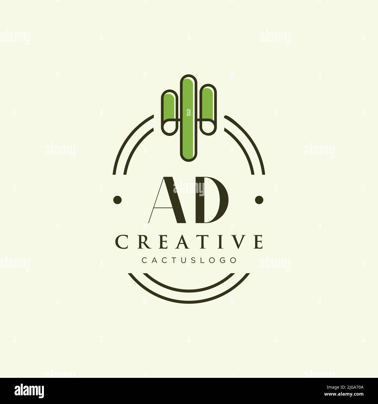 AD Initial letter green cactus logo template vector Stock Vector