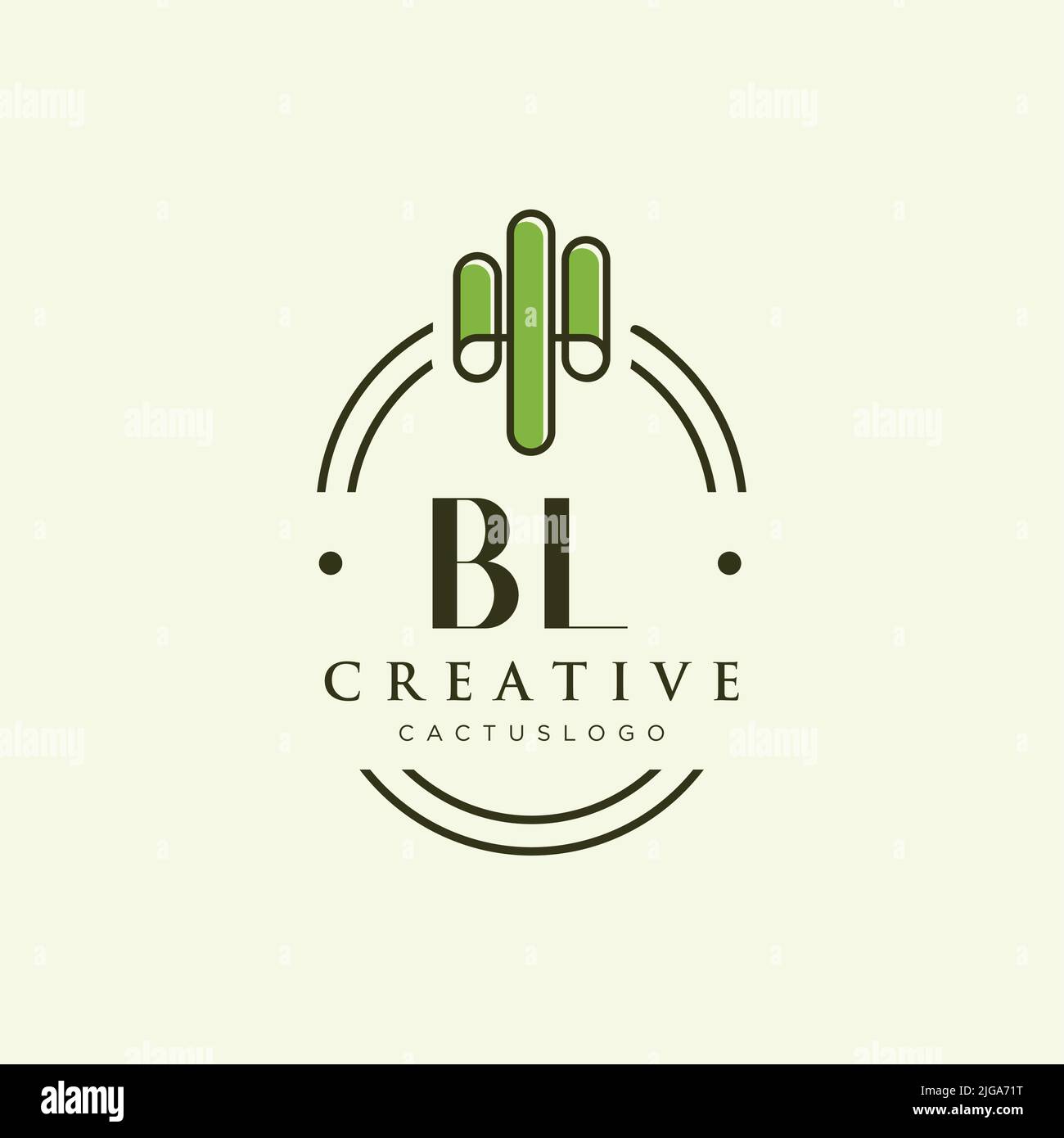 BL Initial letter green cactus logo template vector Stock Vector
