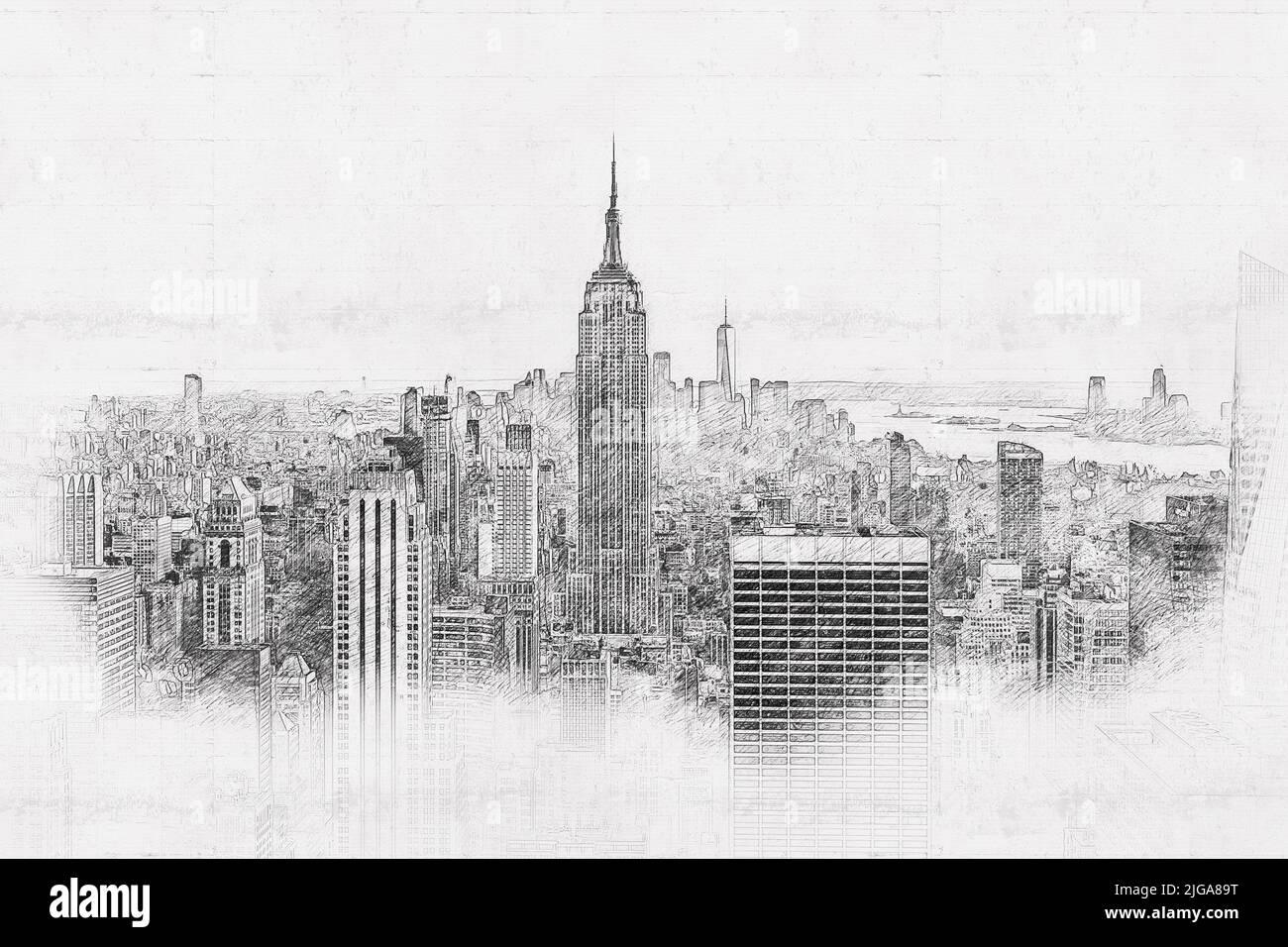 New york city sketch landscape line skyline Vector Image