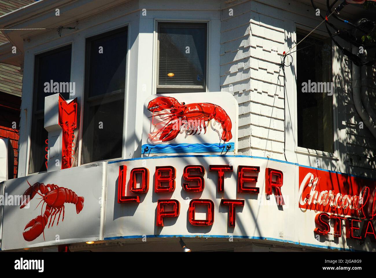 The Lobster Pot, is an iconic restaurant and cafe in Provincetown, on Cape Cod, specializing in lobster and seafood during the summer season Stock Photo