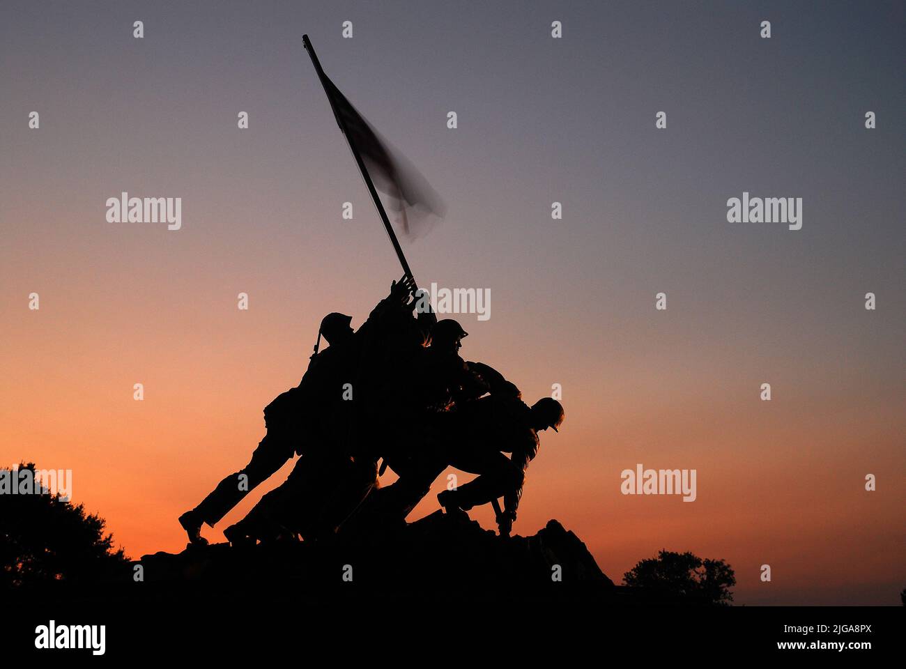 US Marine Corp Memorial, a sculpture in Arlington, Virginia, near Washington, DC shows the rising of the American flag on Iwo Jima during World War II Stock Photo