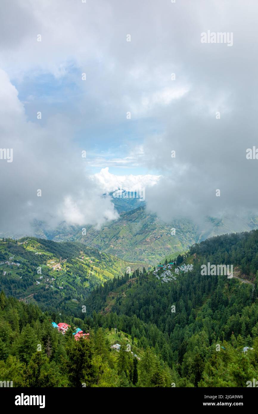 Shimla cityscape aerial view a scenic hill station in the Himalayas at Himachal Pradesh Stock Photo