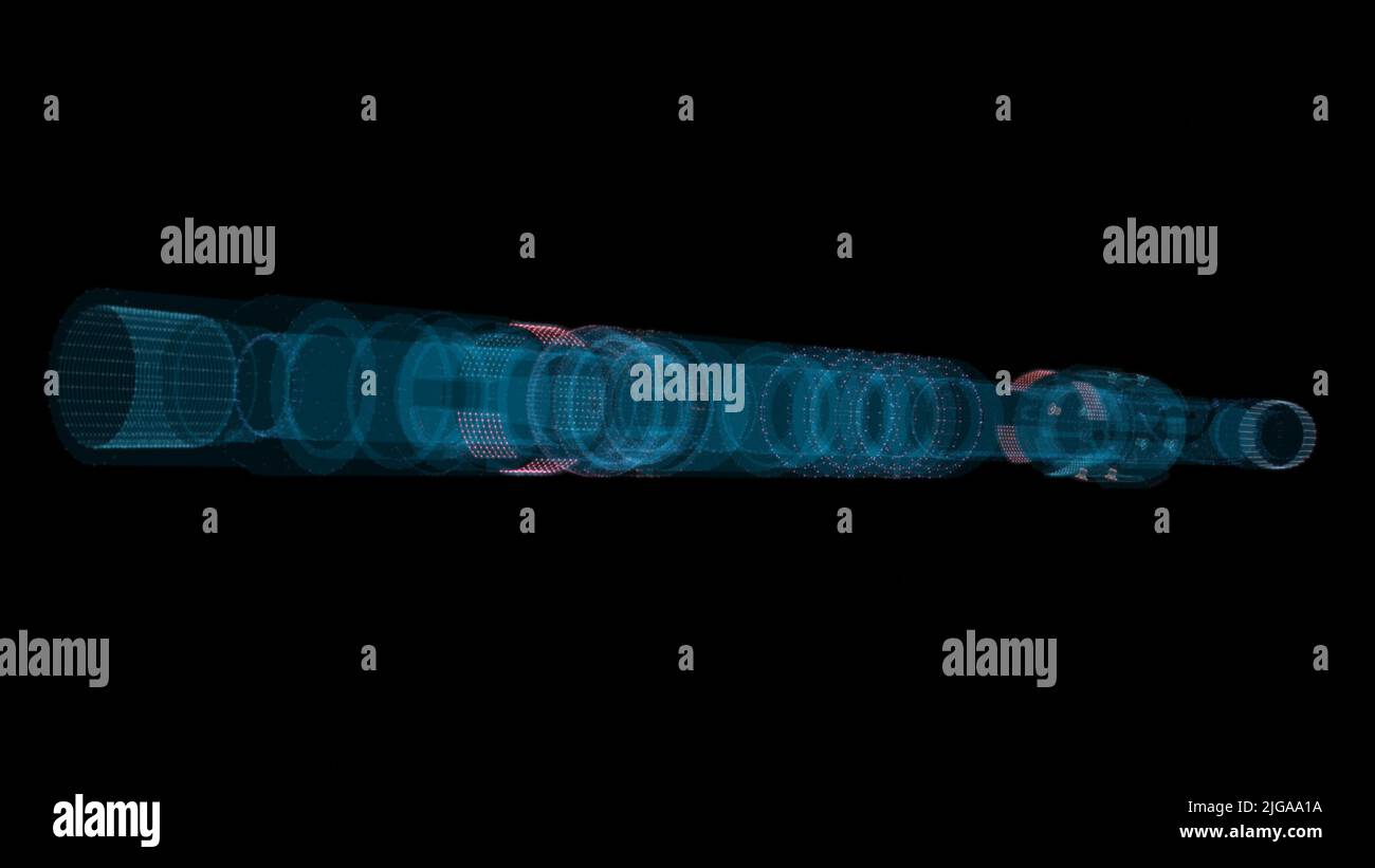 A glowing hologram of a mechanical object Stock Photo - Alamy