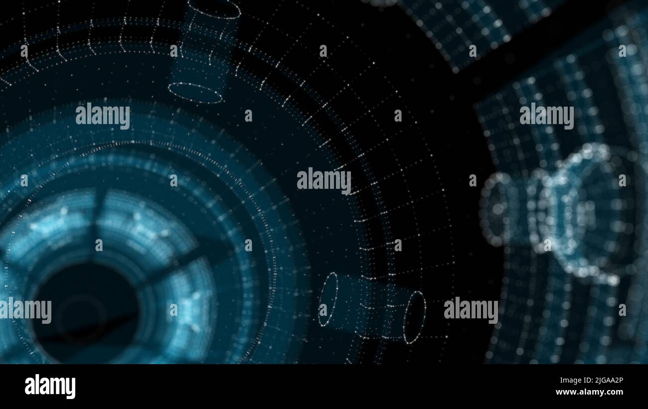 A glowing hologram of a mechanical object Stock Photo - Alamy