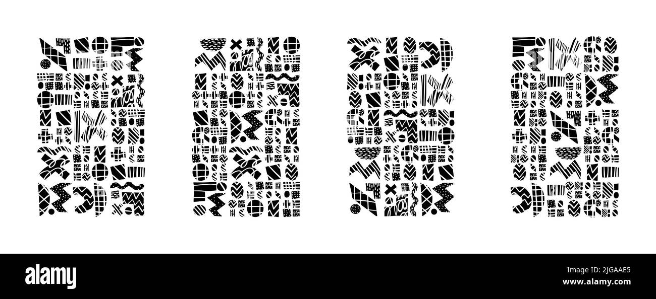 Vector geometric black and white abstract set of posters Stock Vector ...
