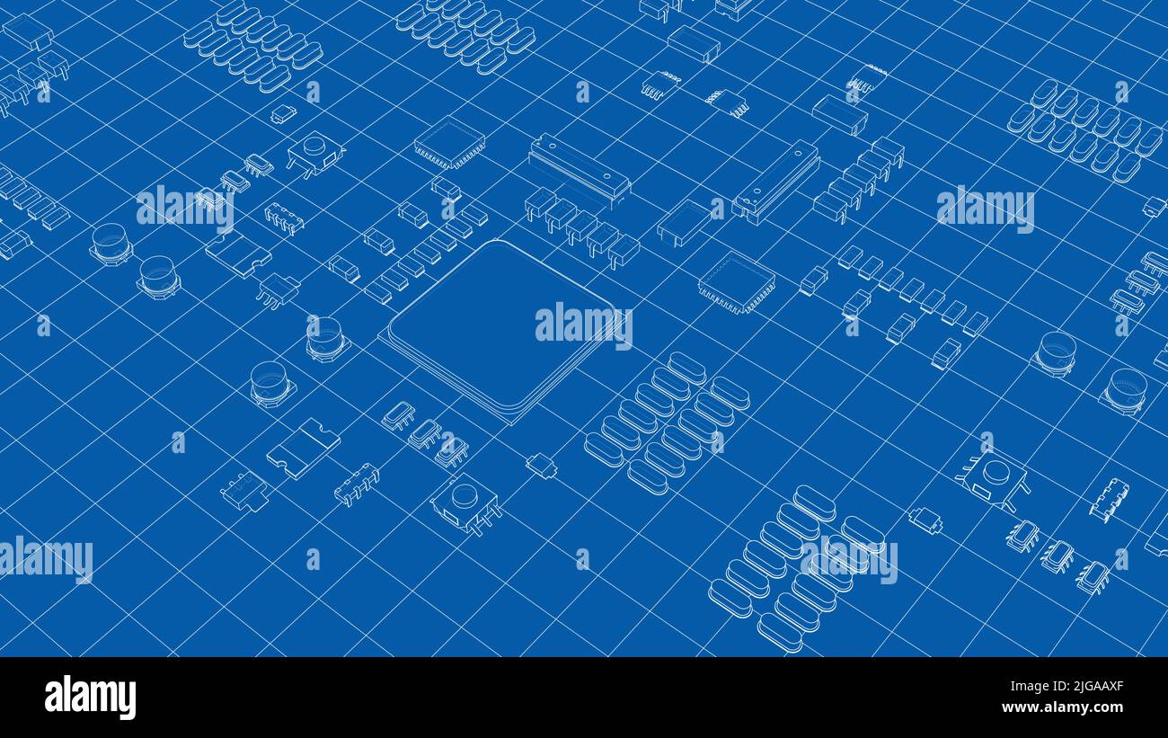 Electric circuit board, various chips. Vector Stock Vector Image & Art