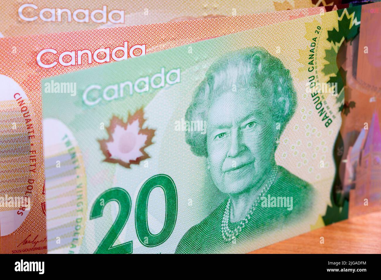 Canadian Dollars, a business background Stock Photo
