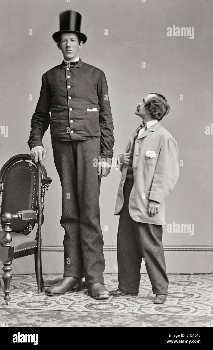 James Hugh Murphy Jr (1842-1875) was born in Waterford, Ireland and died in Baltimore, USA. Known as the Irish Giant and the Baltimore Giant, he toured with P.T. Barnum, being billed as being over 8' tall. Stock Photo