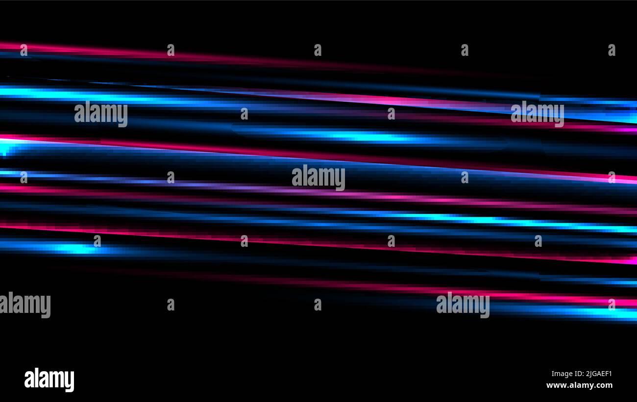 Abstract blue and red neon lighting speed blurred motion effect on ...