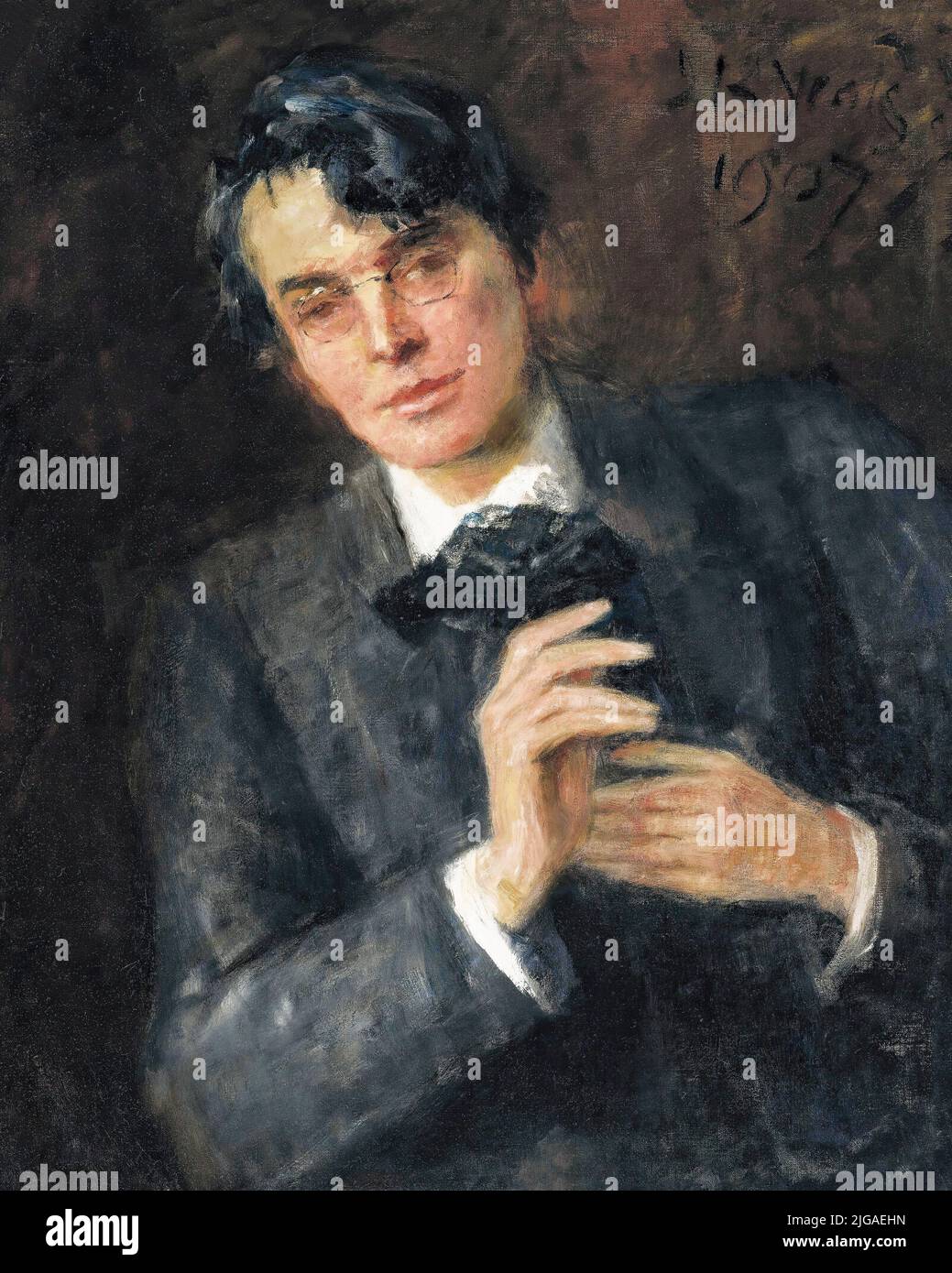 A portrait of William Butler Yeats (1865-1939), by his father, John Butler Yeats. A  Protestant of Anglo-Irish descent, Irish poet, dramatist, writer and one of the foremost figures of 20th-century literature. He was a driving force behind the Irish Literary Revival and became a pillar of the Irish literary establishment who helped to found the Abbey Theatre. In his later years he served two terms as a Senator of the Irish Free State. Stock Photo
