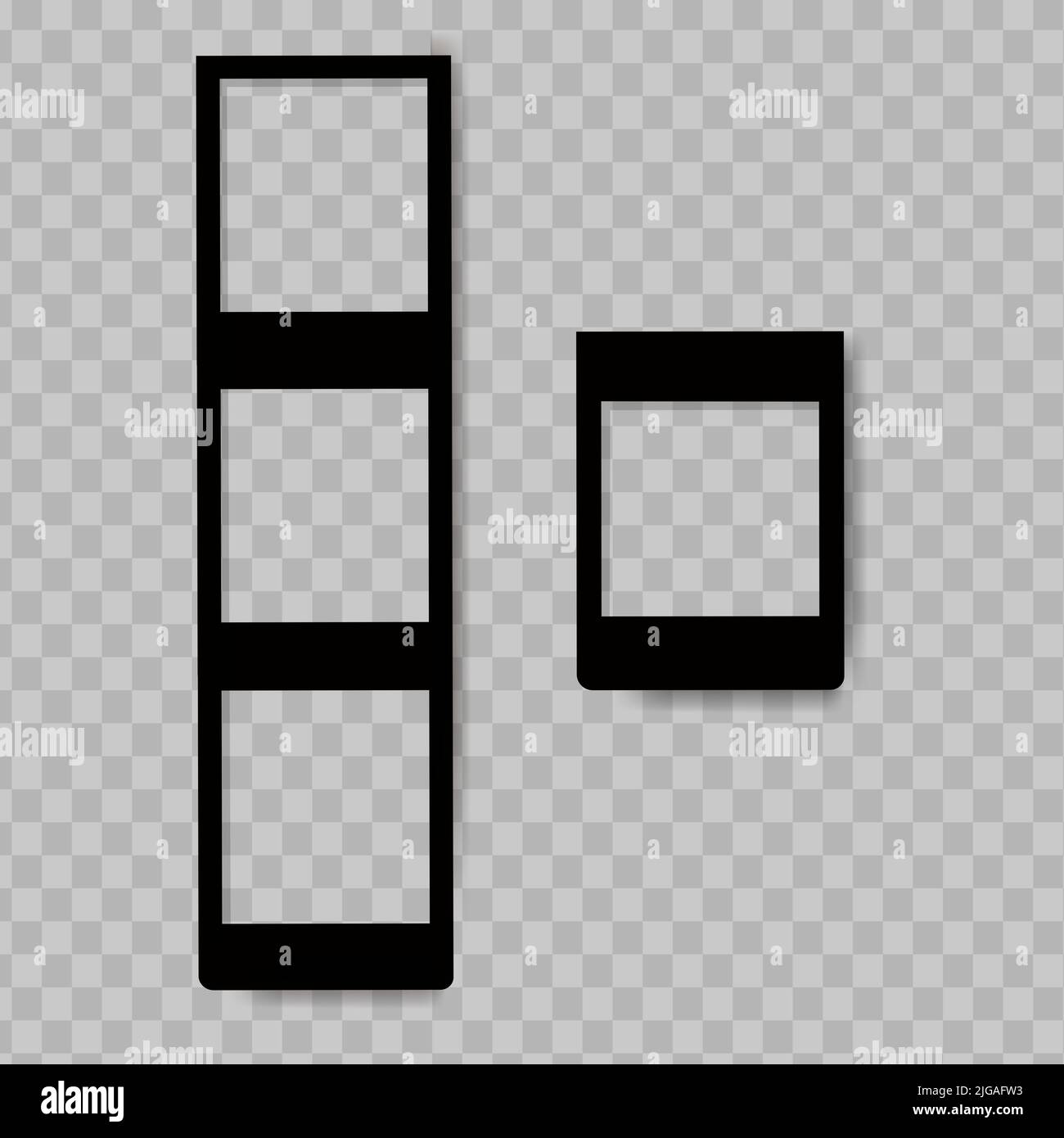 Modern photo frames with shadow isolated on transparent background.Set ...