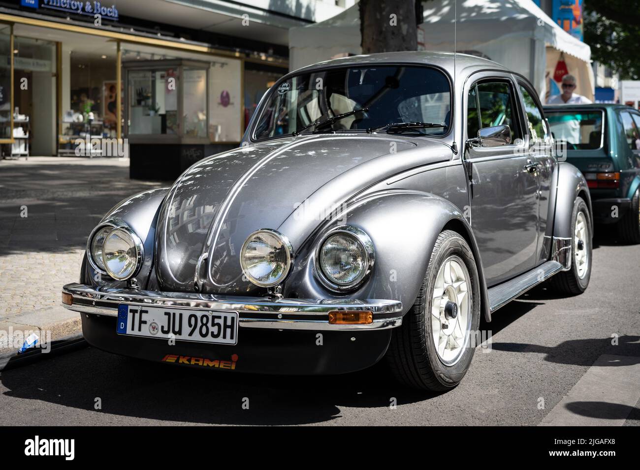 BERLIN - JUNE 18, 2022: Economy car Volkswagen Beetle. Classic Days Berlin. Stock Photo