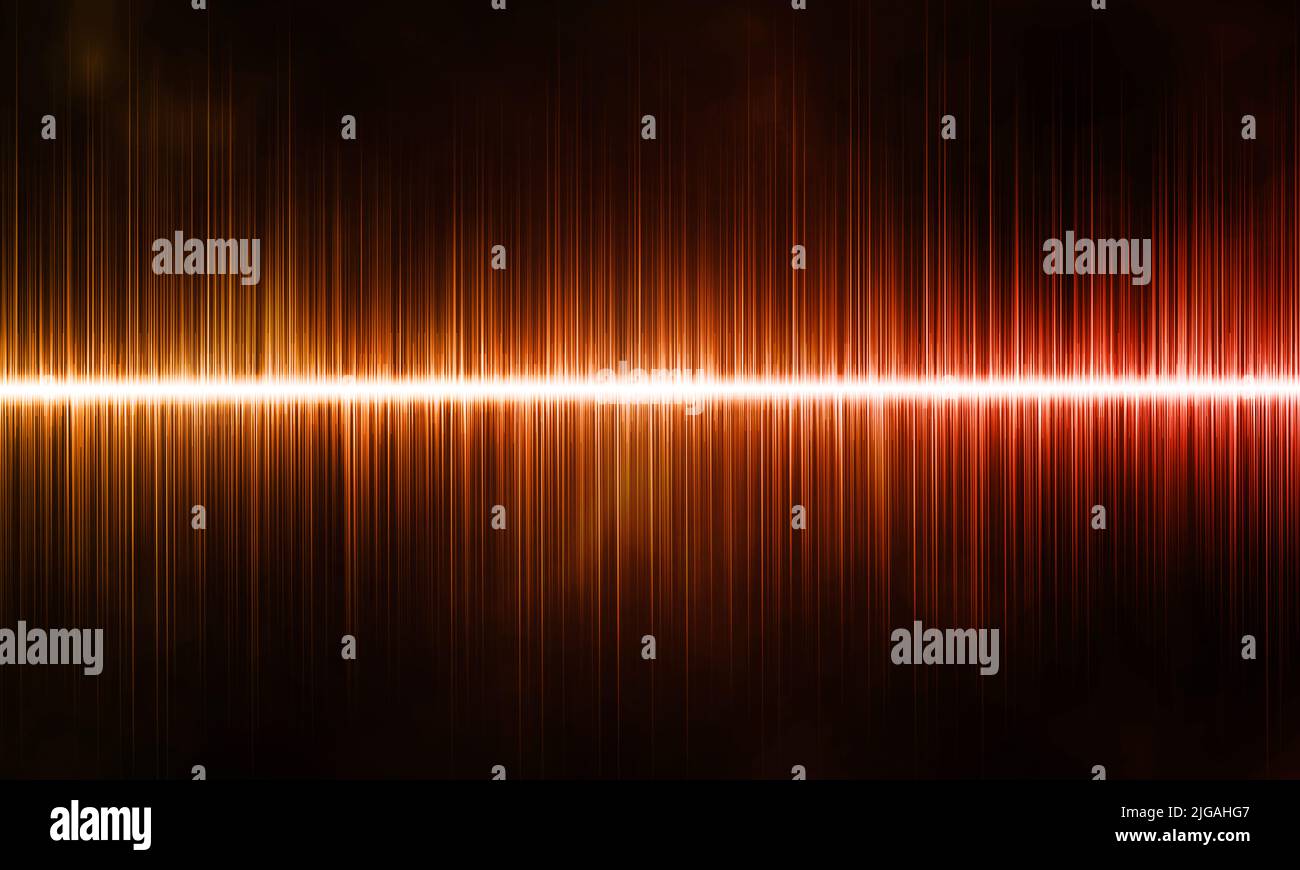 Sound wave, orange wave frequencies. Music sound, light abstract background, spectrum. Stock Photo