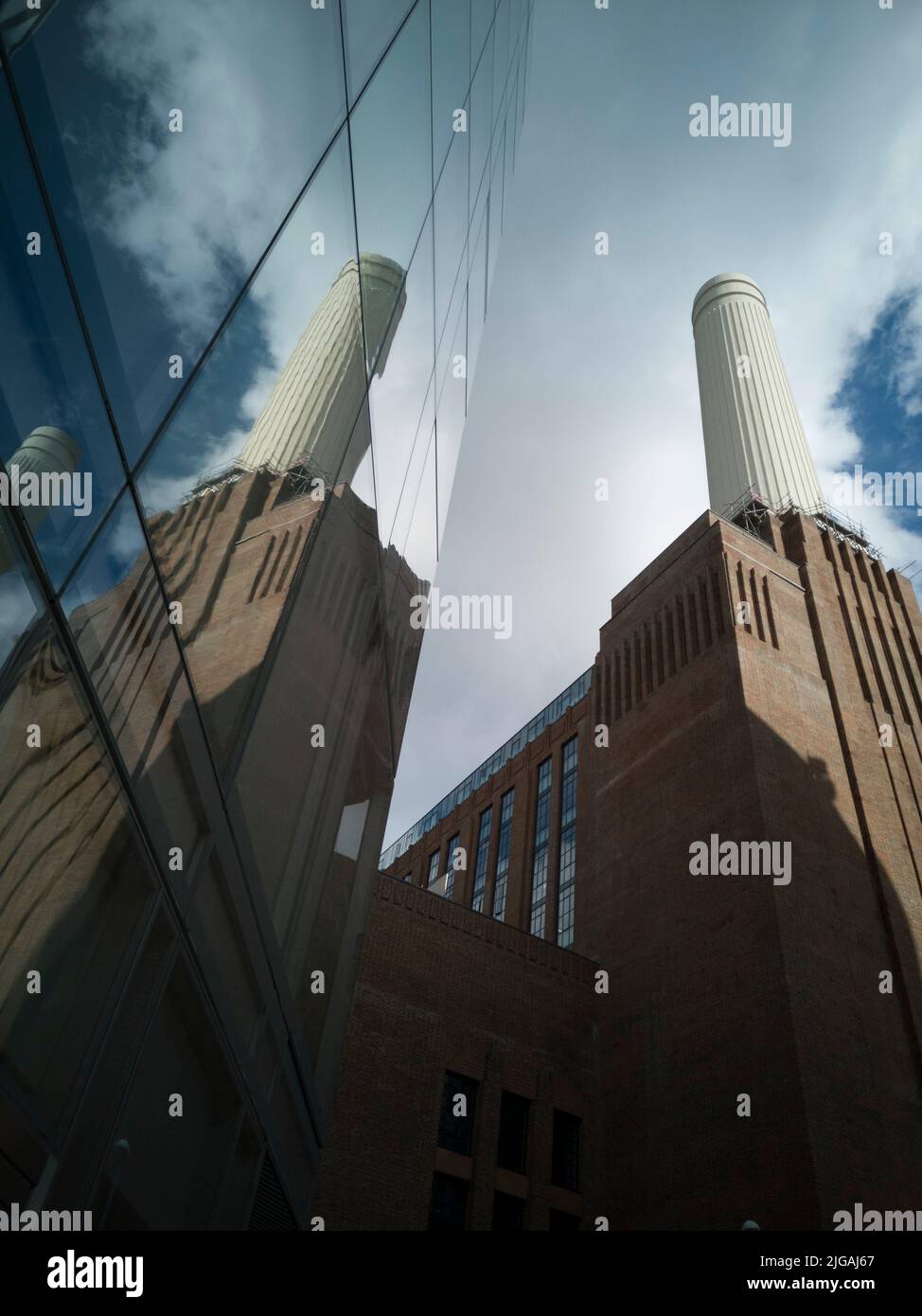 Around Battersea Power Station, London, UK, Oct 2021. The reconditioned towers of the now repurposed Battersea Power Station. Stock Photo