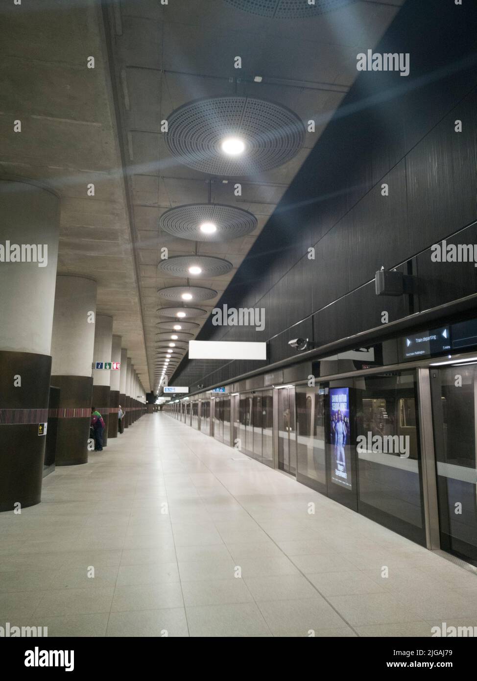 Elizabeth Line, Woolwich Arsenal, London, UK, May 2022. The interior at ...