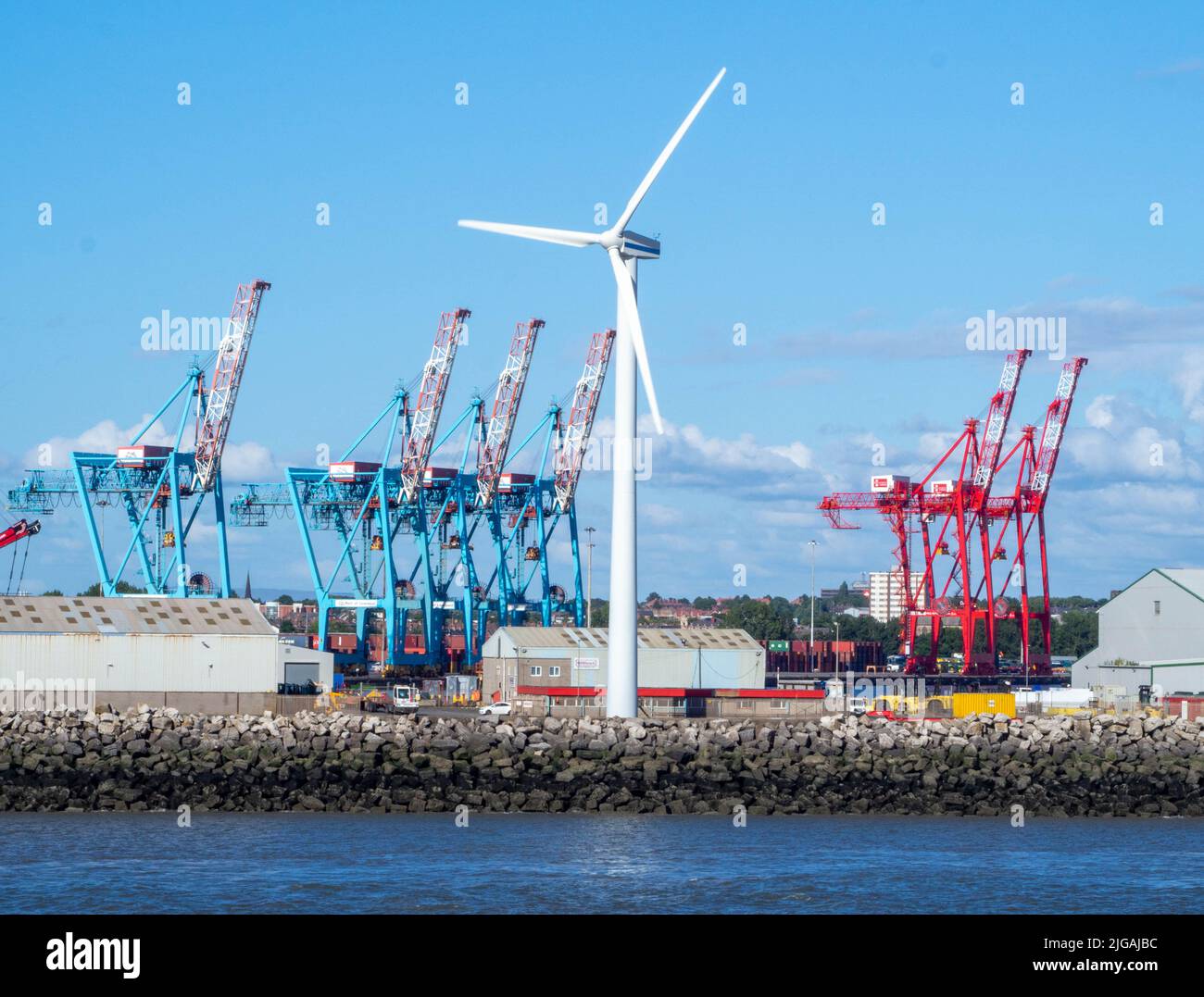 Liverpool2 is a container terminal extension adjoining the River Mersey in Seaforth, is an expansion of the Seaforth Dock container terminal. Stock Photo