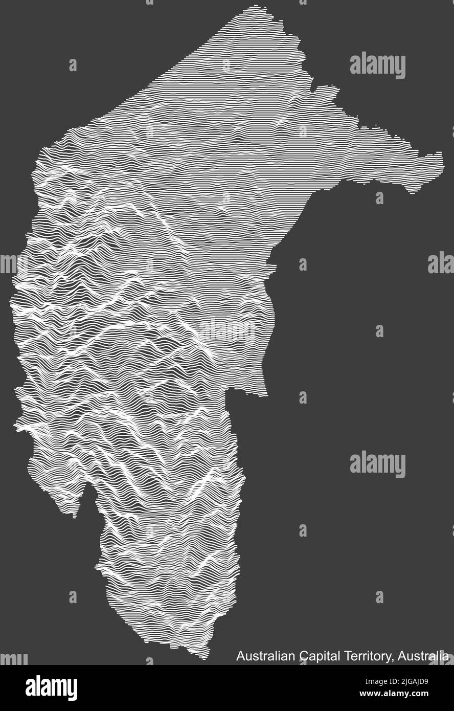 Topographic relief map of AUSTRALIAN CAPITAL TERRITORY Stock Vector