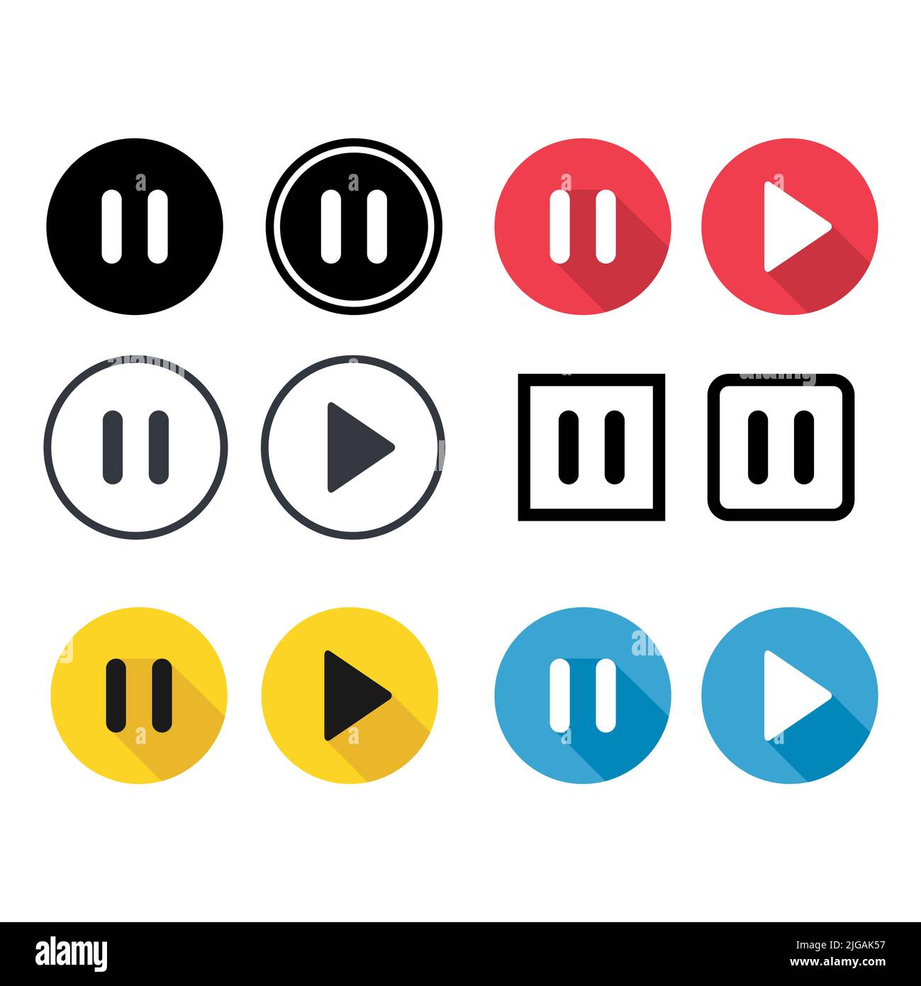 Set of Stop, pause and play icon, interface media button, internet ...